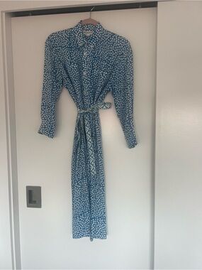 Emerson Fry Blue and White Dot Button-Front Shirt